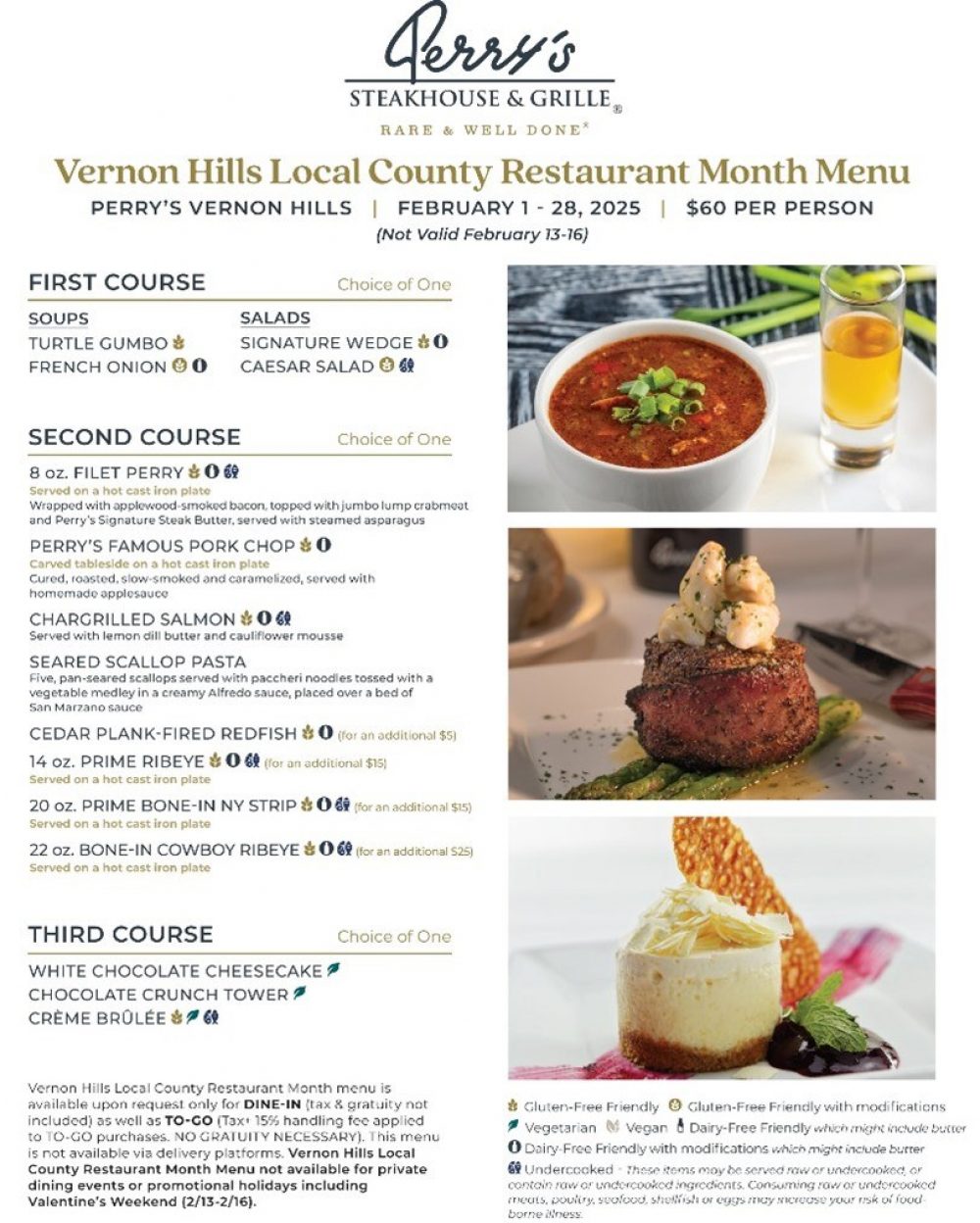 Perry's Steakhouse & Grille Vernon Hills County Restaurant Month 2024 Menu