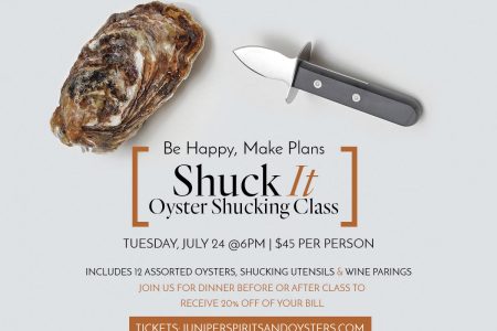 Juniper Spirits & Oysters Offer Oyster Shucking Class